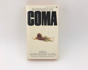 Vintage Paperback Book Coma, Robin Cook, Medical Thriller Book, Coma Book With Movie Photos