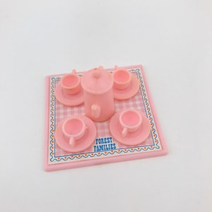 Vintage Forest Families Pink Tea Tray With Tea Set, Tea Time Tea Tray, Forest Families Tea Set, Mini Tea Set, Forest Families Accessories