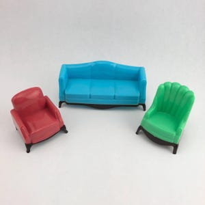 Vintage A Plasco Toy Doll Furniture, Dollhouse Living Room Set