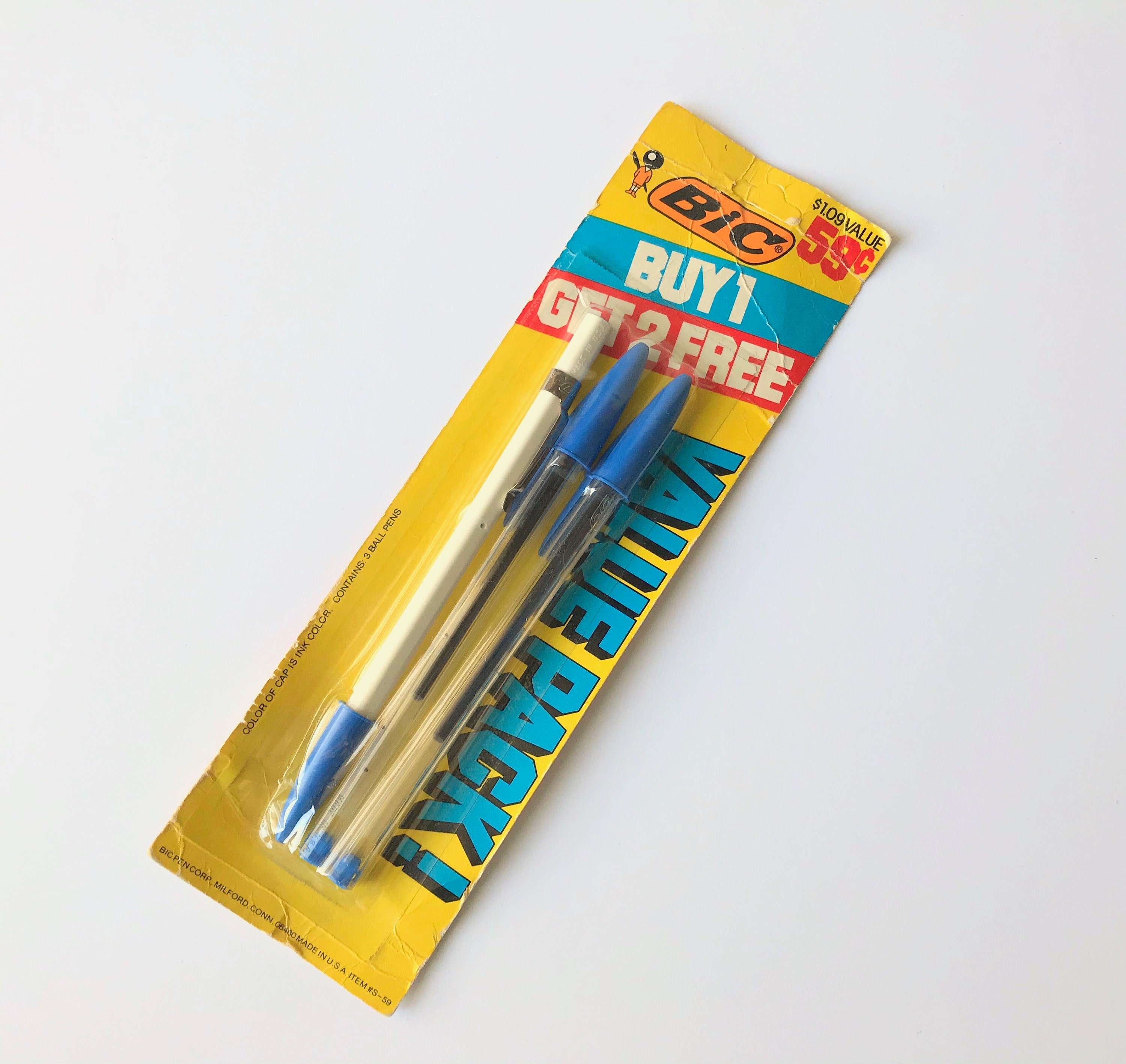Vintage 1980's Bic Pens in Original Packaging, Bic Pen Value Pack