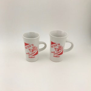 Vintage Pair Of Rudy&#39;s Italian Restaurant, Hawaii, Souvenir Mugs, Espresso Mugs, Rudy&#39;s, Daga, Hawaii