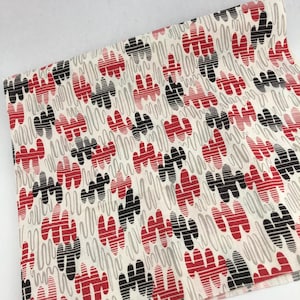 Vintage MCM Fabric Remnant, Black, White, Red