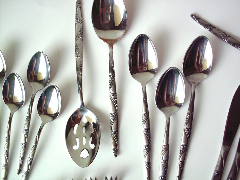 Lot of Rare Vintage Orleans Ladies Fingers Stainless Table Service 44 Pieces