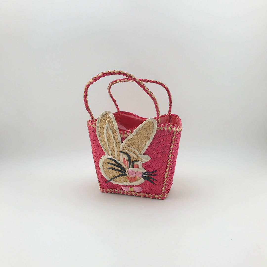 Vintage Straw Easter Bunny Basket/purse, Bunny Bag, Easter Bunny Woven Basket Etsy