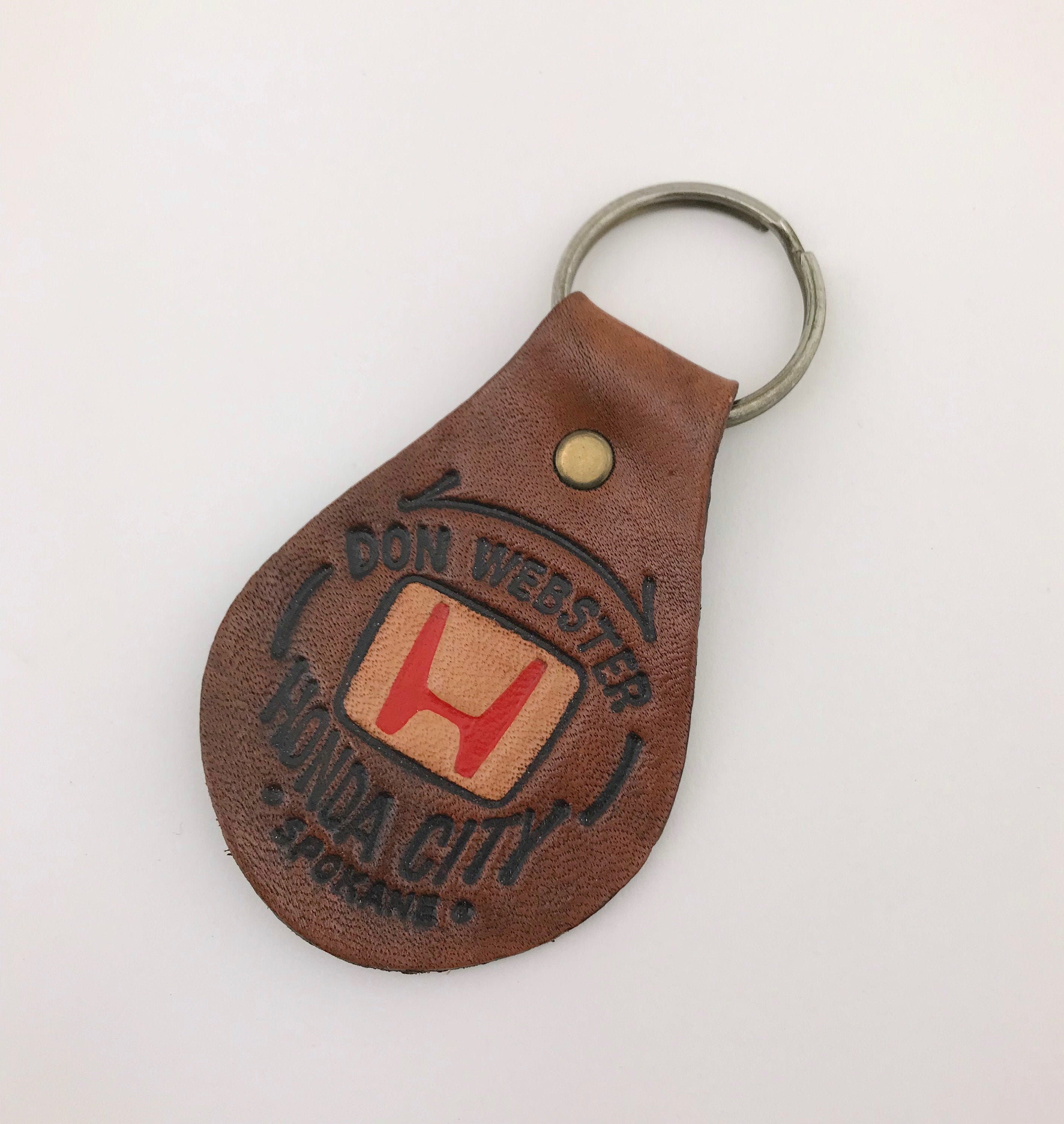 Vintage Honda Key Chain Honda Key Fob Leather Keychain Don