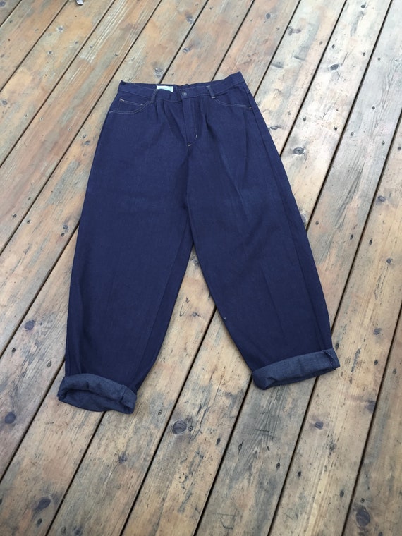 Vintage Sears JR Bazaar Pleated Jeans, Dark Wash … - image 7