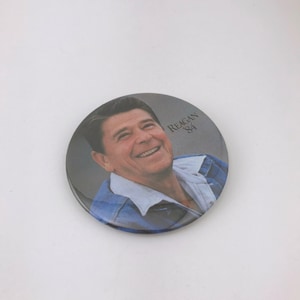 Vintage Reagan &#39;84 Pin, Ronald Reagan 1984 Pin, Reagan In Denim Pin