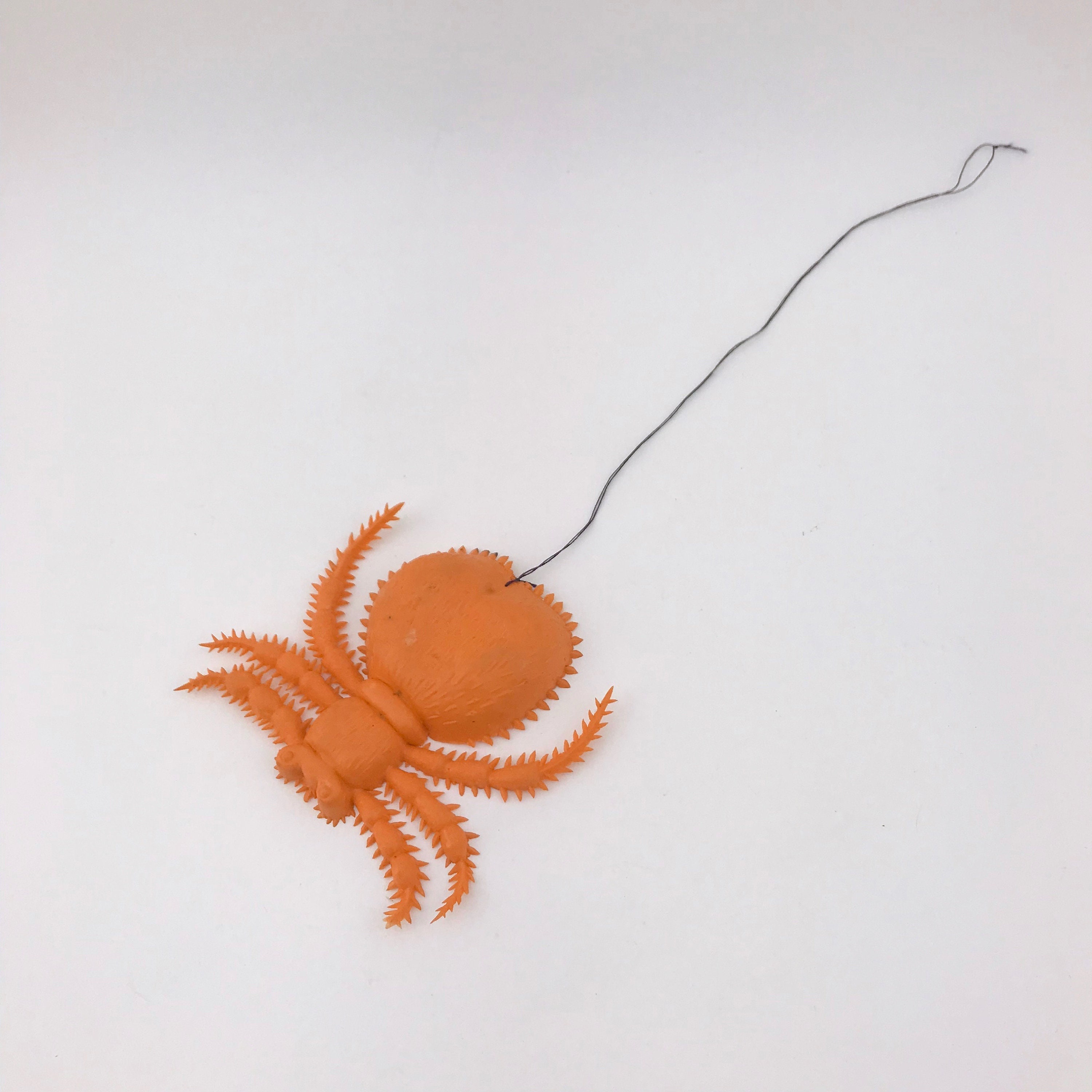 Vintage Rubber Spider, Orange Rubber Spider, Hong Kong, Flat