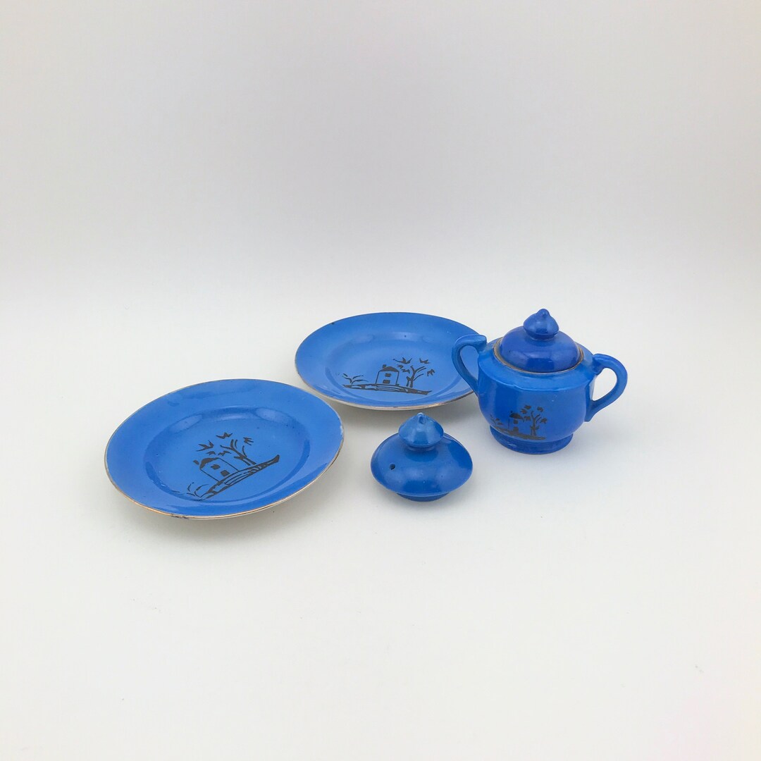 vintage-tea-set-parts-japan-blue-tea-set-pieces-partial-set-bright