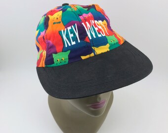 Vintage Rainbow Cats Key West Ball Cap, Lightweight Cloth  display picture 1