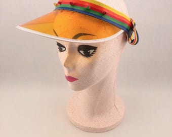Vintage Yellow Light Up Rainbow Sun Visor, WORKS!