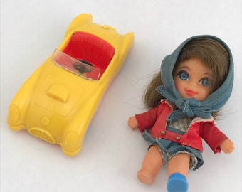 Vintage Babe Biddle Liddle Kiddle With Car, Mattel Liddle Kiddle Doll