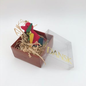 Vintage Dansk International Designs, Ltd., Style No 16510, Wooden Dog Ornament, Made In Taiwan, Wood Dog Christmas Ornament With Orig Box