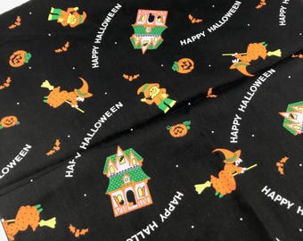 Vintage Halloween Themed Fabric Remnant, Springs Industries Inc.