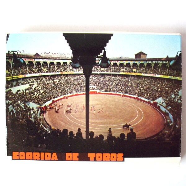 Vintage Picture Postcard Accordian Book of Corrida de Toros, Spanish Bullfighting Souvenir