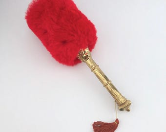 Vintage Avon Roll-a-Fluff Red Refillable Powder Puff With Handle