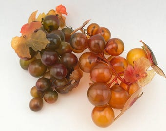 Vintage Faux Large Rubber Grapes, 1970's, Made In Hong Kong