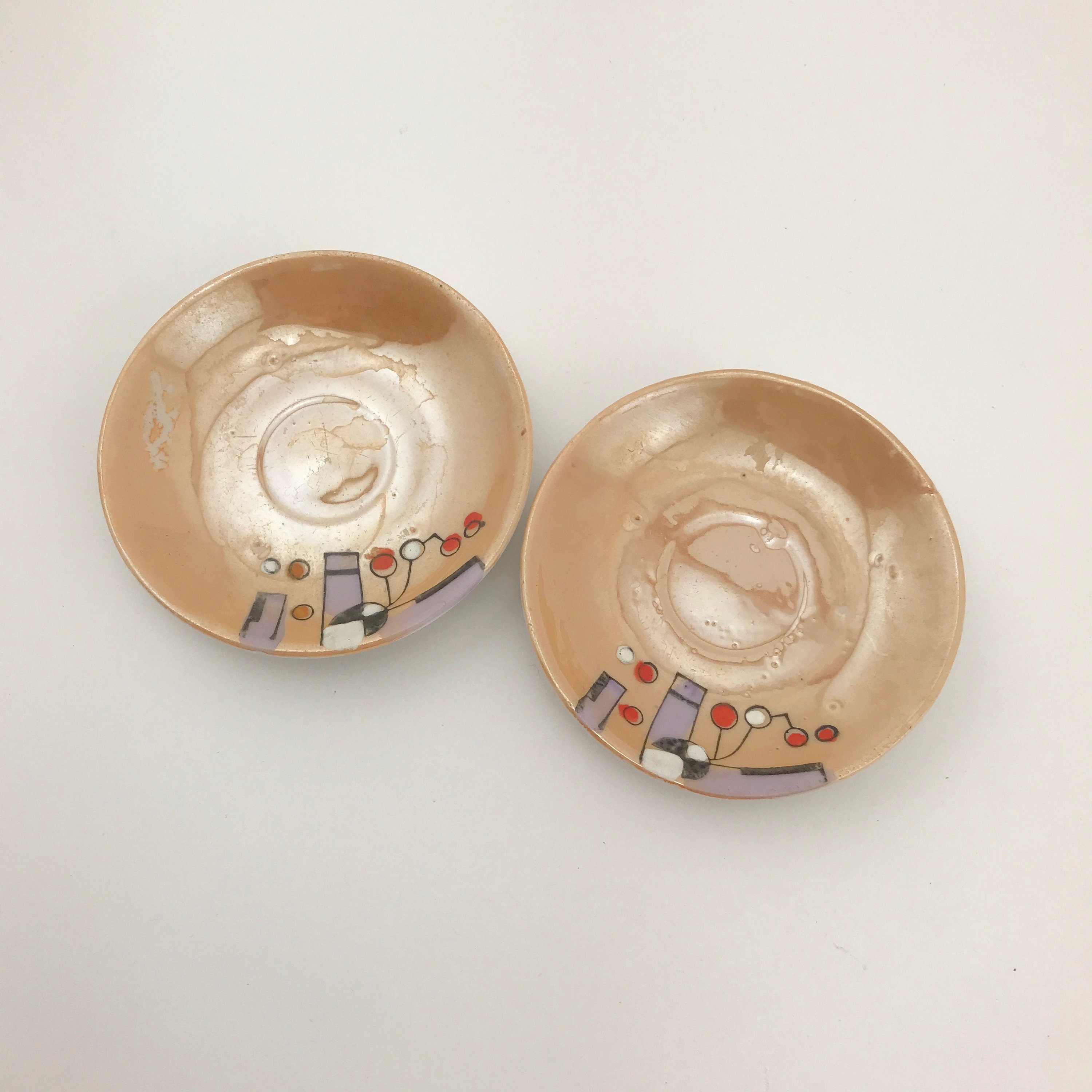 Vintage Pair Of Lustreware Tea Party Plates Beige Colored Tea Party Plates Made In Japan