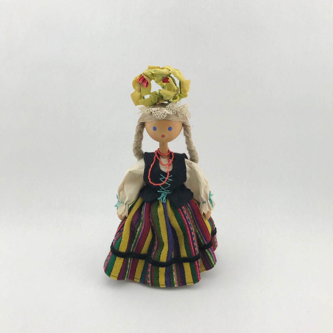 Vintage Polish Doll, Wooden Polish Doll, Wooden Doll Made in Poland Etsy