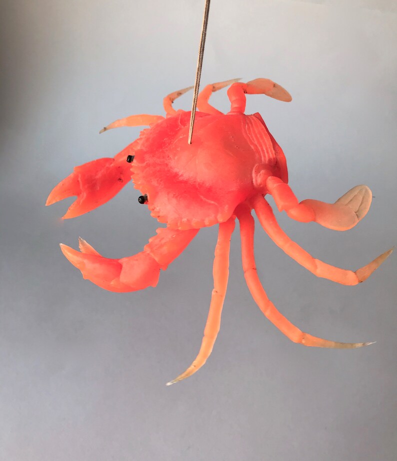 Vintage Rubber Crab Hanging Crab Neon Orange Crab On A Etsy