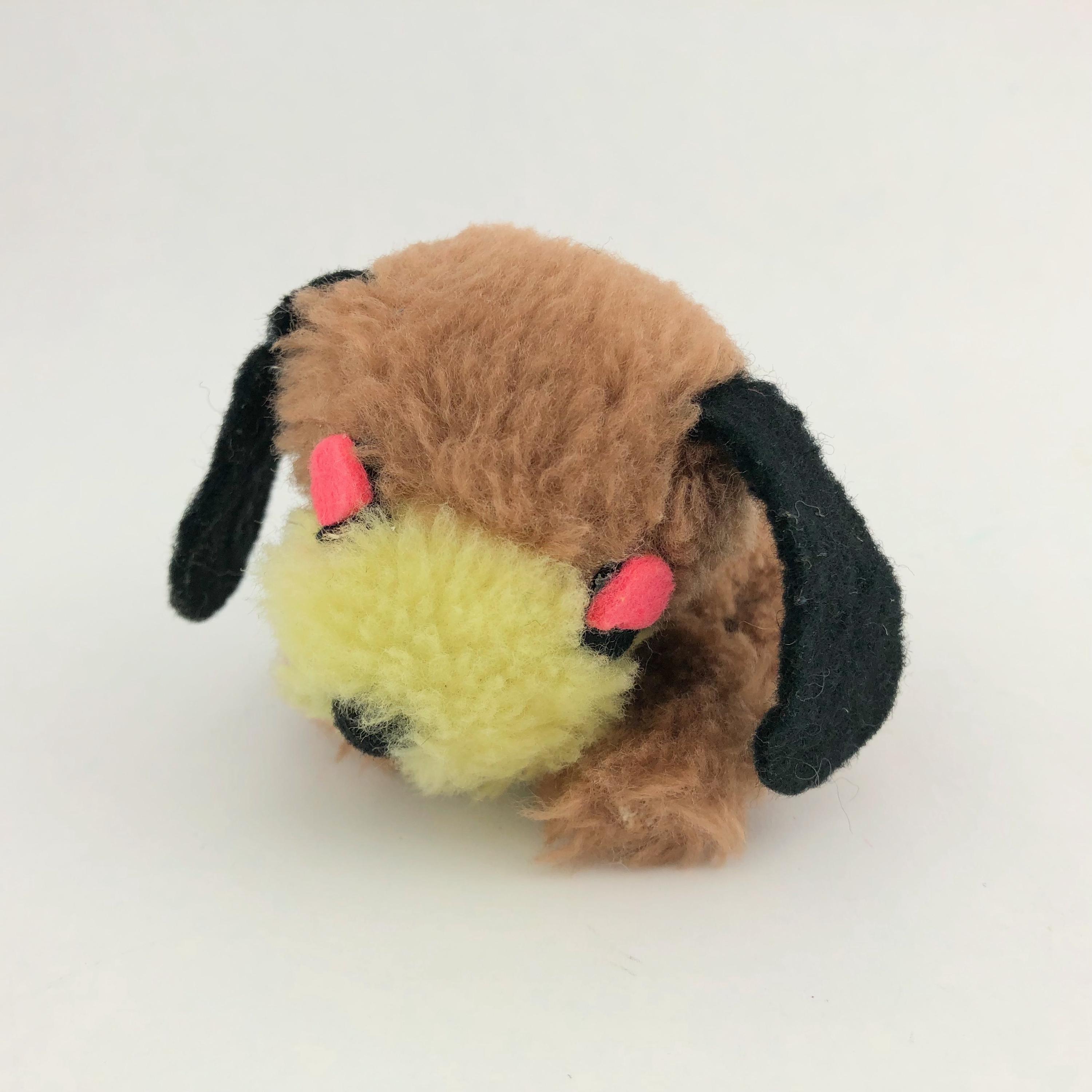 Vintage Wallace Berrie Tiny Plush Dog, 1976, Asleep Felt Eyes