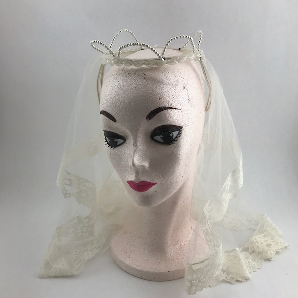 Vintage First Holy Communion Veil, 1960's, First Communion Veil/Crown