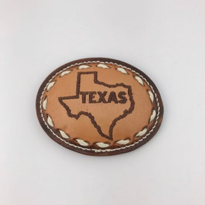 Vintage Embroidered Leather Western Style Texas Belt Buckle, Texas Buckle, Texas Cowboy Buckle