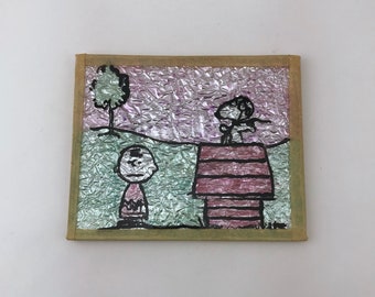 Vintage Charlie Brown And Snoopy Foil Art, Homemade Foil Art Project Peanuts, Charles Schulz, Snoopy Art, Charlie Brown Art