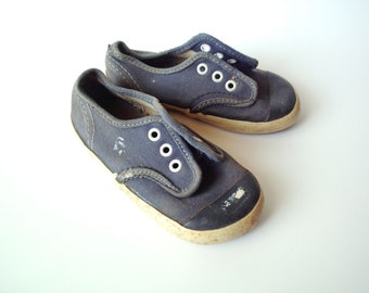 Vintage Penney's Children's Sneakers, Children's Navy Blue Canvas Sneakers, Toddler Sneakers