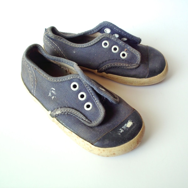 Vintage Penney's Children's Sneakers, Children's Navy Blue Canvas Sneakers, Toddler Sneakers