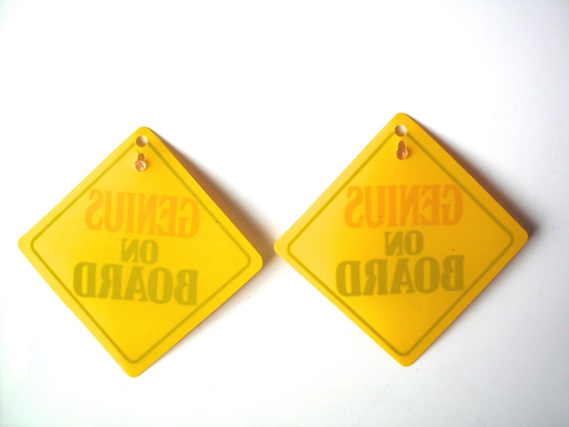 Vintage Genius on Board Car Signs, Funny Car Decor, Genius Sign, Mensa ...