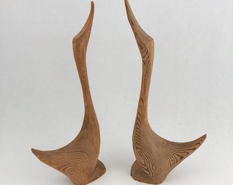 Pareja de pájaros antiguos tallados en madera, C.R. Seyfort, Victoria, Columbia Británica (?)