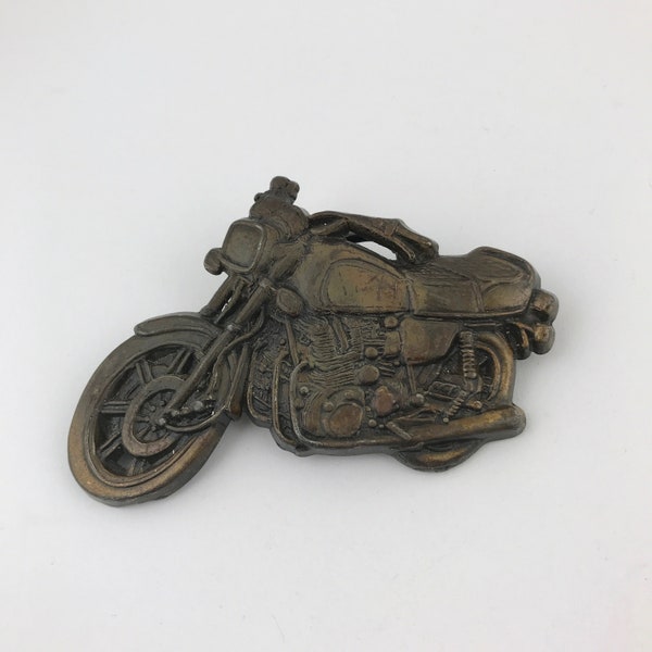 Vintage Motorcycle Belt Buckle, Heavy Brass Motorcycle Buckle