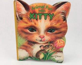 Vintage Animal Fun With Kitty, Treasure Books, Board Book, 1987, Pestalozzi-Verlag