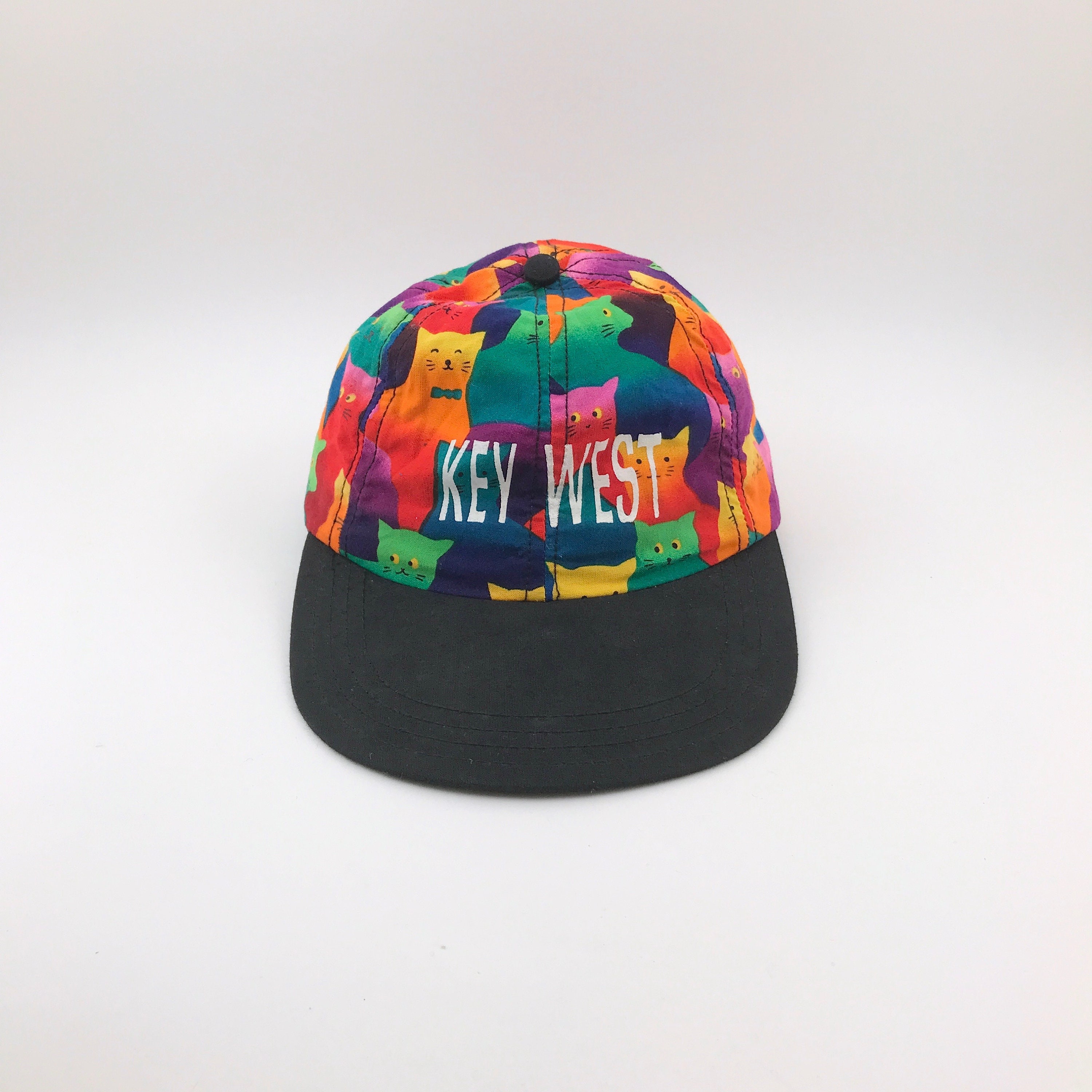 Key West Multicolor Rainbow Cat Pride Humorous Human Trucker Hat Vintage Rainbow Cats Key West Ball Cap, Lightweight Cloth  main image 2