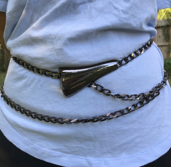 Vintage Accessocraft Belt  Silver 80s Coil Chain Hook Closure No Stretch… Accessocraft Gold Starfish Belt - Lucky Vintage main image 4