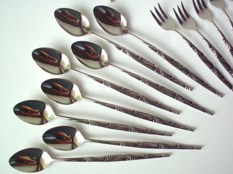 Lot of Rare Vintage Orleans Ladies Fingers Stainless Table Service 44 Pieces
