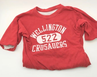 Vintage Wellington Crusaders 522 T Shirt, Sports Tee, Reversible Crusaders T-Shirt, Wellington Kansas Tee Shirt