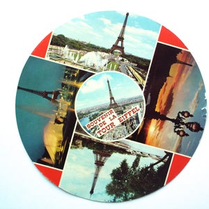 Vintage Eiffel Tower Paris Souvenir Circular Postcard, Unused