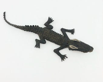 Vintage Small Black Rubber Alligator, HONG KONG (?)