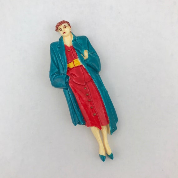 Vintage 1980's Fashion Lady Pin/Brooch, Lady Pin - image 1