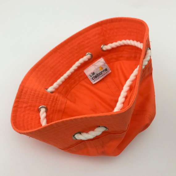 Vintage Liz Claiborne Orange Bucket Hat, Sailing … - image 5