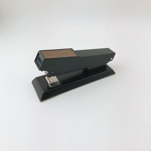 Vintage Bates 320 Stapler, Woodgrain Stapler, Woodgrain Bates Stapler, Black And Woodgrain Stapler