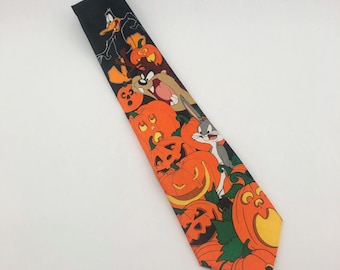 Vintage Looney Tunes Mania Halloween Necktie, 1990's