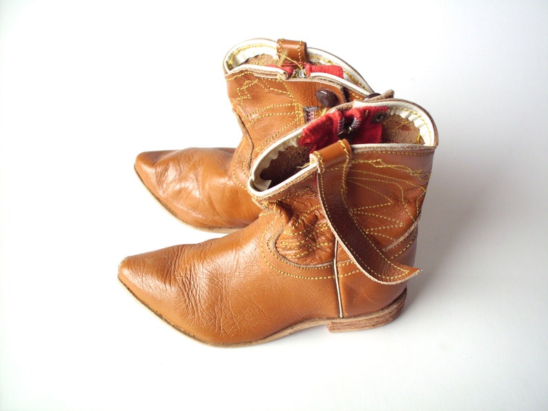 Vintage Children's Cowboy Boots, Mexico, Tiny Leather Cowboy Boots, Toddler Cowboy Boots image 2