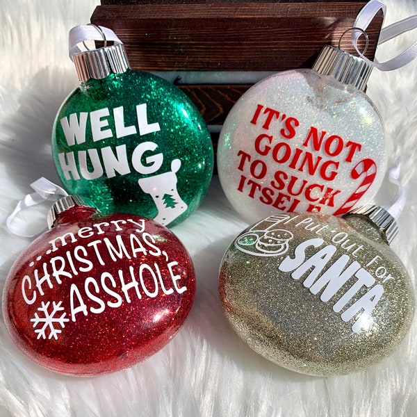 Adult Humor Glitter Christmas Ornaments