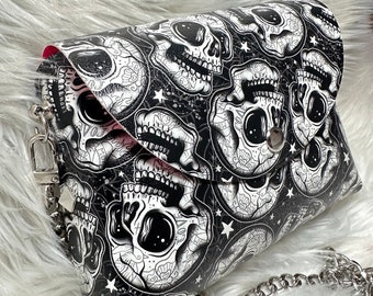 Tattoo Skulls Faux Leather Purse | Small Crossbody Purse