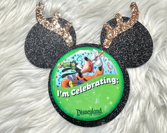 Reindeer Mickey Button Backer | Christmas Button Accessories | pin back | Birthday Button | Celebration Button | 3 inch button accessory