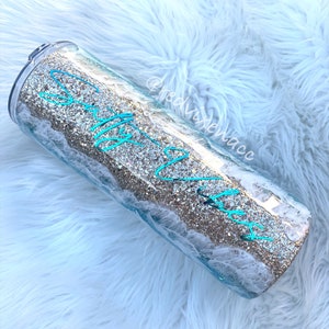 Salty Vibes Vertical Beach Tumbler | Glitter Beach Tumbler | Summer