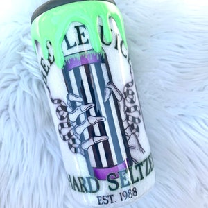 Beetlejuice Glow In the Dark Skinny Can Cooler | Green glow drip | Horror Movie